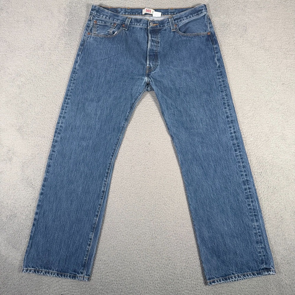 Levis Jeans Mens 38x30 (Fits 36) 501 Original Fit Straight Leg Button Fly Denim